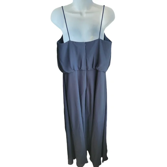 Bill Levkoff Navy Chiffon Flowy Formal Maxi Dress Size 20 - Picture 3 of 4